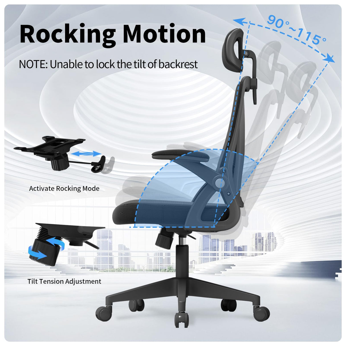 Ergonomic Office Chair, Mid Back Desk Chair with Adjustable Height, Swivel Chair