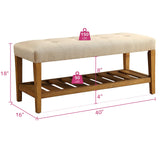 Charla Bench in Beige and Oak