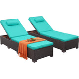 Brown Wicker Patio Chaise Lounge Chairs Set of 2 Outdoor Chaise Lounge Pool Lounge Chairs