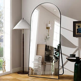 64"x21" Arched Full Length Mirror Free Standing Leaning Mirror Hanging Mounted Mirror Aluminum Frame