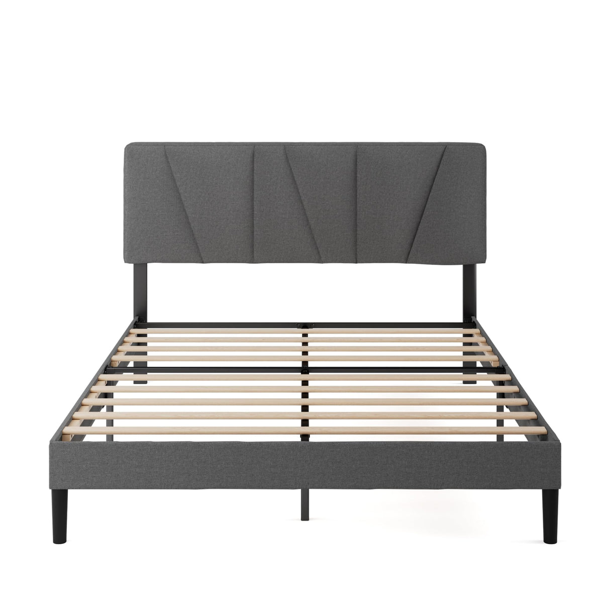 cm, Height 30 cm, Padded Bumper with Headboard, Wooden Slatted Base, Dark Grey