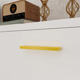 Homsee 6 Drawer Double Dresser Storage Chest of Drawers, Wood Dresser Chest with Gold Metal Legs for Bedroom, Living Room & Hallway, White (54”L x 15.6”W x 30.1”H)