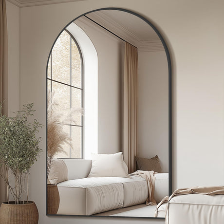 Arched Full Length Mirror, 44"x72" Oversized Floor Mirror Freestanding, Large Full Body