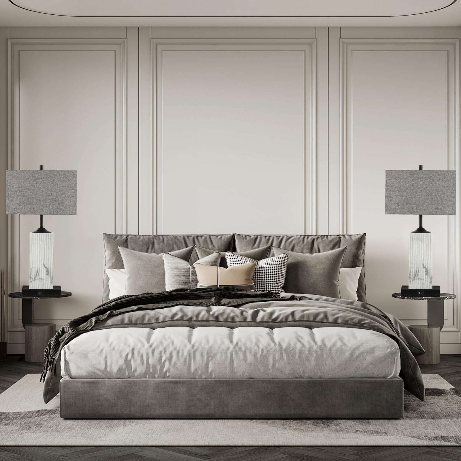 Modern Table Lamps Set of 2 with USB Ports