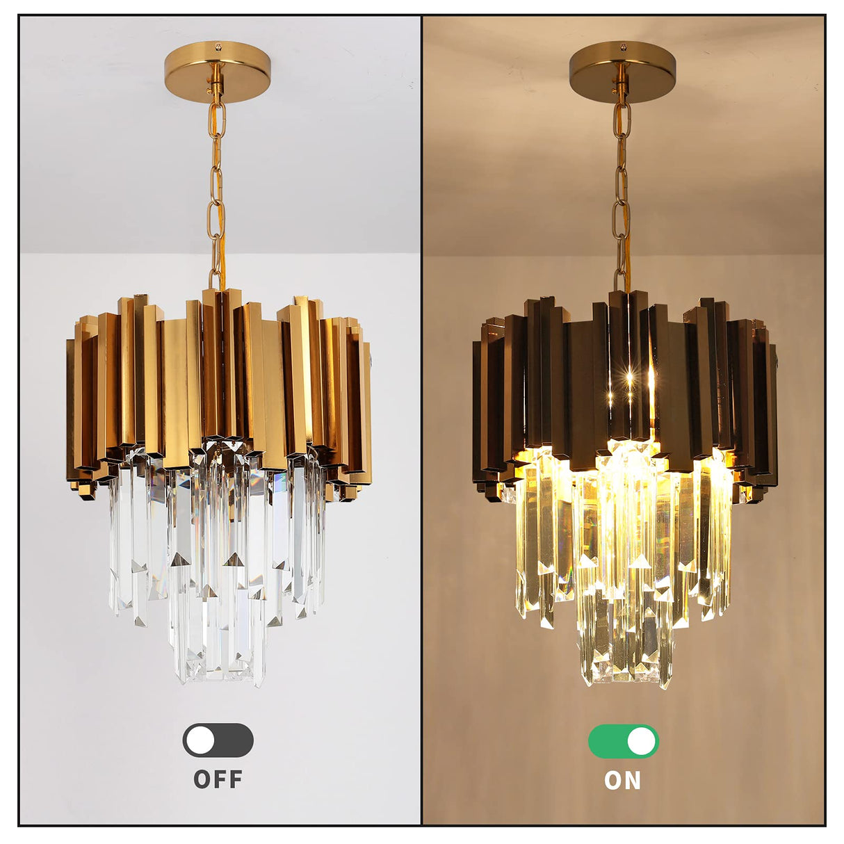 Modern Crystal Chandelier Round Crystal Pendant Light, Gold Crystal Pendant Light