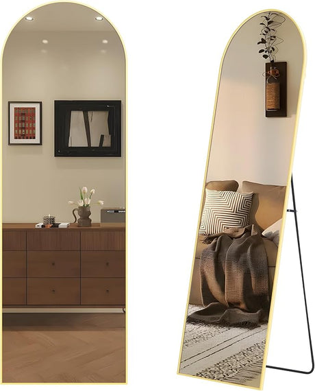 Full Length Mirrors 65"x24" Rectangle Mirror Gold Mirror Full Body Mirror Gold Vanity Wall Mirror, Brushed Metal Frame Anti-Rust, Tempered Glass Mirror for Bathroom, Bedroom, Entryway, Living Room