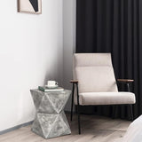 Outdoor Indoor Concrete Side Table, Modern Lightweight Accent End Table for Living Room