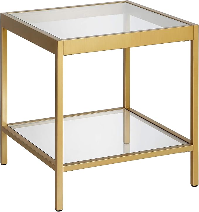 20" Wide Square Square Side Table in Nickel, Table for Living Room, Bedroom