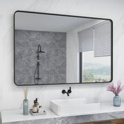 Matte Black Bathroom Wall Mirror  Rounded Corner Rectangle Mirror