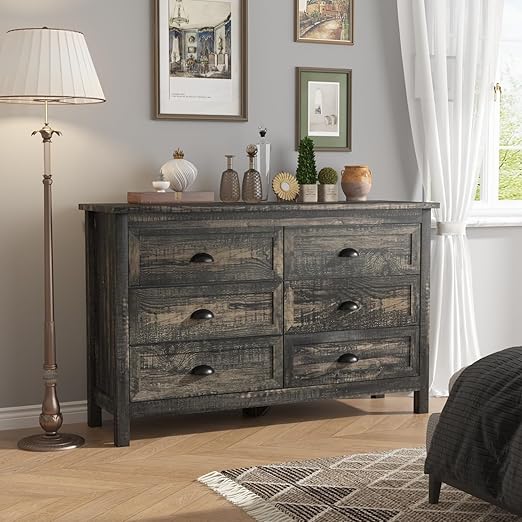 Farmhouse 7 Drawer Dresser for Bedroom, Antique Double Dresser & Chest