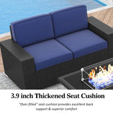 Outdoor Patio Furniture Set with 44" Fire Pit Table Rattan Sectional Sofa