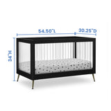 Sloane 4-in-1 Acrylic Convertible Crib - Includes Conversion Rails, Black w/Melted