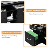 Wood Mobile File Cabinet with 4 Drawers and Shelves, Printer Stand