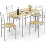 5-Piece Glass Dining Table Set with 4 Chairs