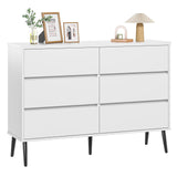 White Dresser for Bedroom, 6 Drawer Modern Double Dresser with Invisible Handles