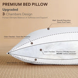 Upgraded Soft Goose Feather Down Pillow Standard Size, Luxury Feather Pillow