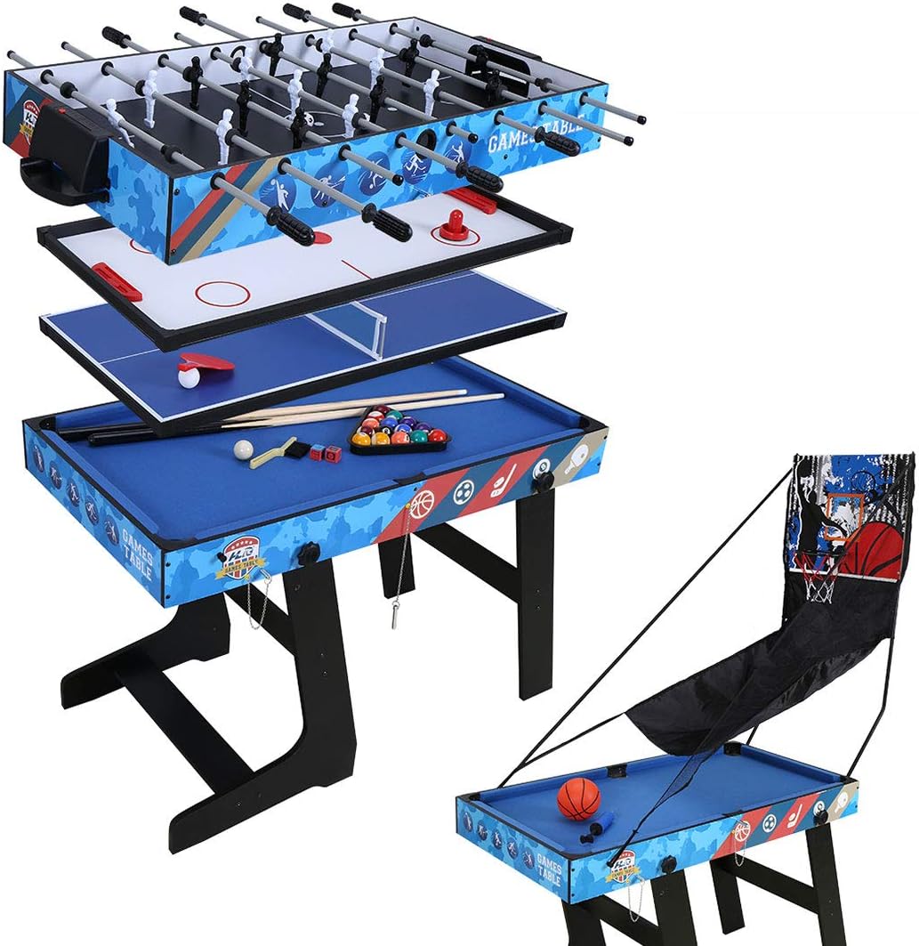 Multi Game Table 5-in-1 Combo Game Table, 5 Games with Hockey, Billiards