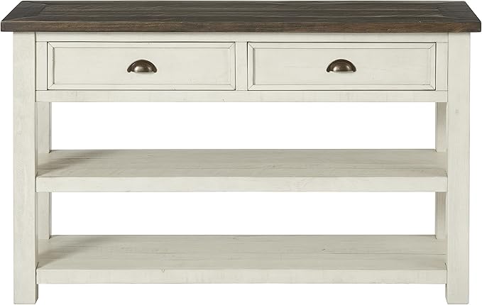 Monterey Solid Wood Sofa Console Table White with Grey Top