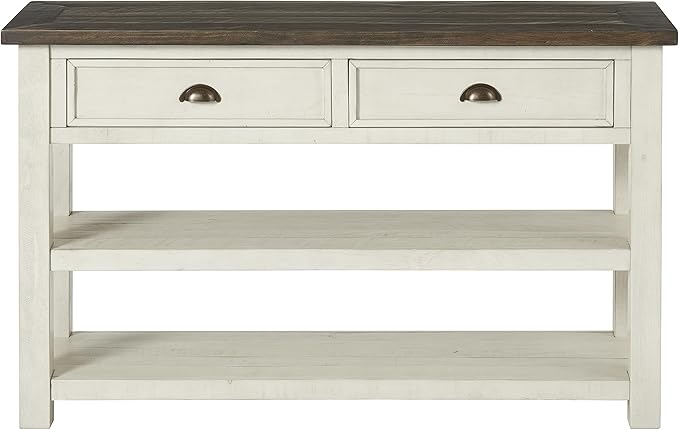Monterey Solid Wood Sofa Console Table White with Grey Top