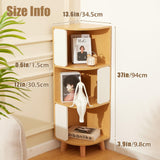 3-Tier Wood Corner Bookshelf, Nordic Style Modern Book Shelf