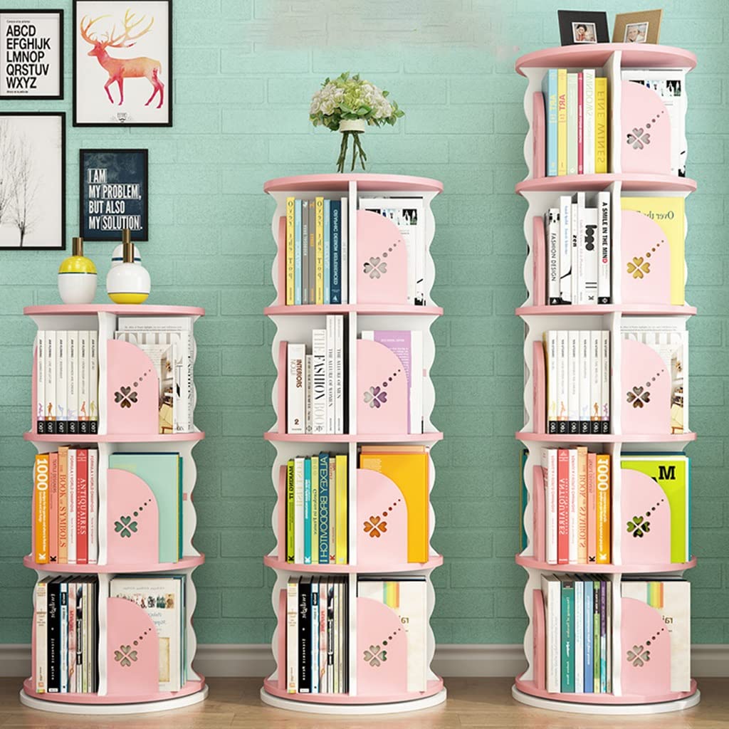 360° Rotating Bookshelf, 3-5 Tier Free Assembly Bookcase,Floor Standing Library