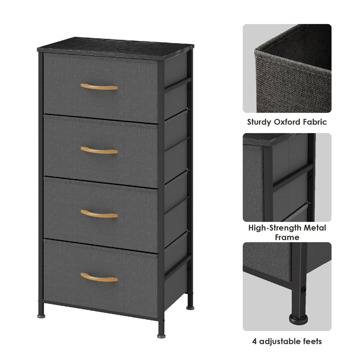 Dresser for Bedroom with 4 Drawers, Closet Storage Drawer Organizer