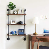 Industrial Pipe Shelf Bracket, 2 Tiers and 3 Tiers Retro Wall Mounted Floating Shelf