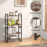 4 Tiers Bookshelf Adjustable Shelf Organizer, Rustic Brown Small Bookcase