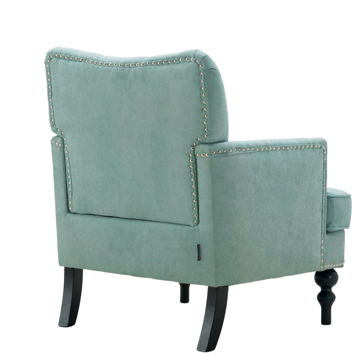 Artechworks Tufted Club Chair Fabric Modern Accent Single Sofa with Studded Nailhead Wooden Legs Armchair Comfy Upholstered for Club Living Room Bedroom Office Reading Room Blue and Green, Teal Green