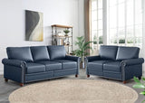 2 Piece Faux Leather Sofa Set,Modern Couch and Loveseat Sets with Storage,Mid Century Couch with Rivet Rolled Arm,Comfy Deep Seat Couch,Furniture for Living Room,Office(Loveseat+3 Seater,Black)