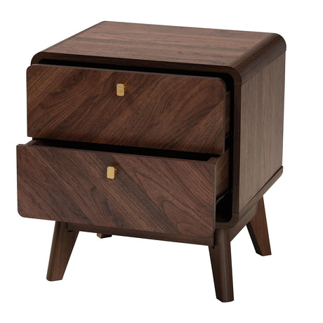 Markell Walnut Brown Finished Wood 2-Drawer Nightstand