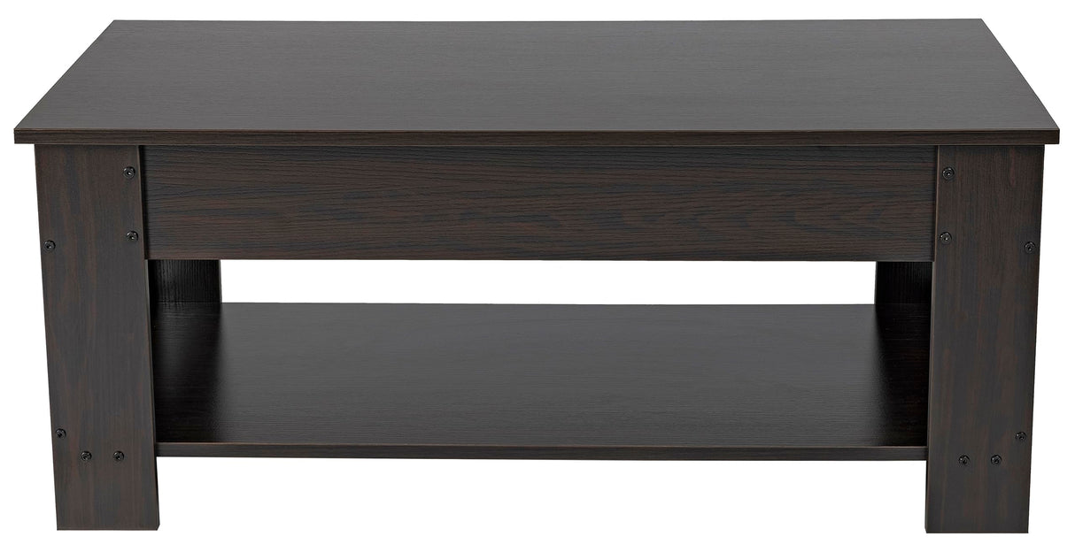 Lift Top Coffee Table with Hidden Compartment and Storage Shelf, Espresso