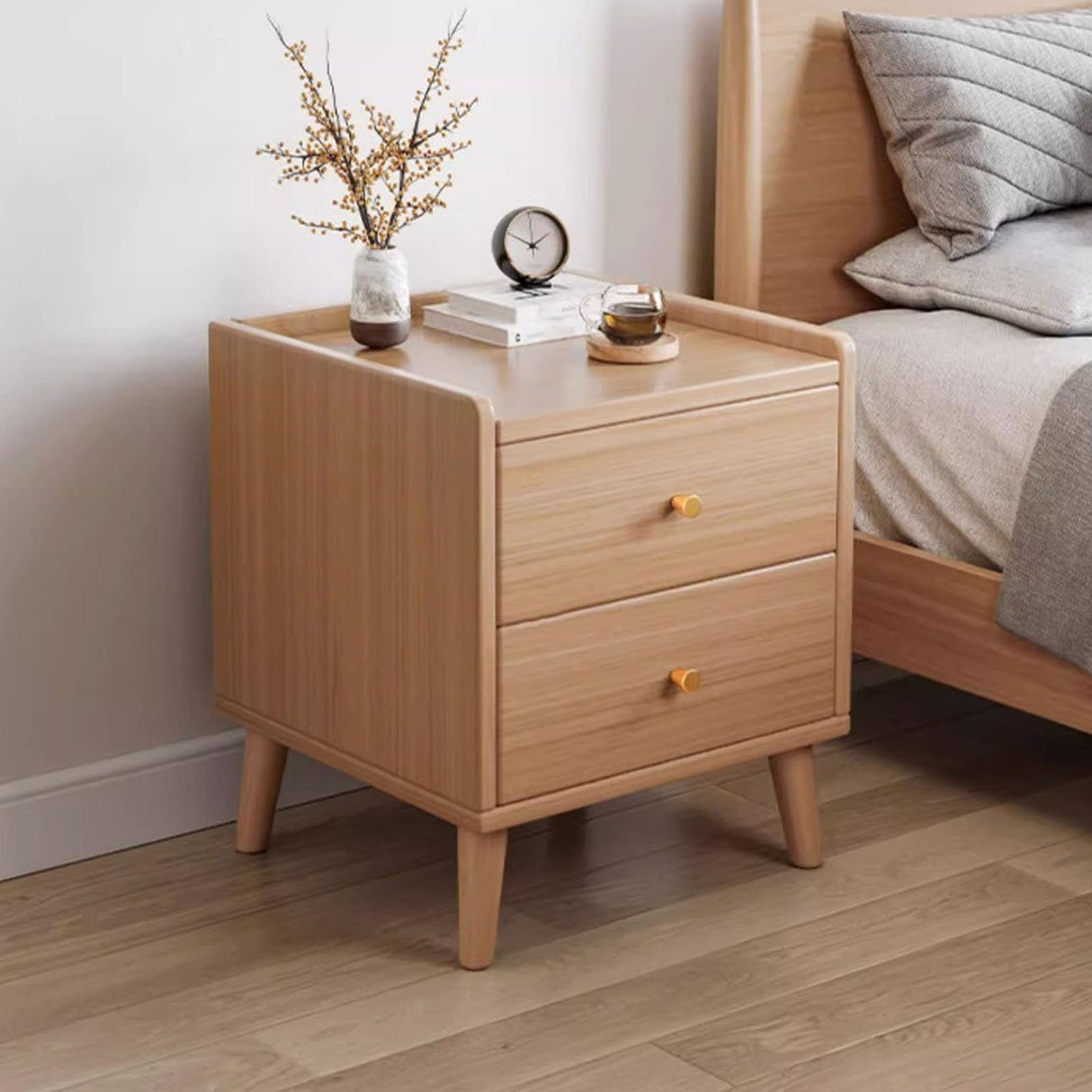 Bedside Table, Small Side Table with Two Drawers
