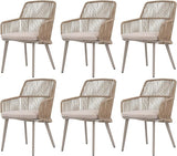 Patio Dining Chairs Set of 4, Woven Rope Outdoor Dining Chairs w/Steel Frame