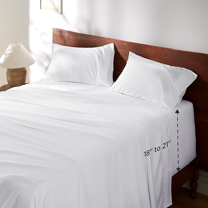 Deep Pocket Queen Sheets Set - Fits Mattresses Up to 21" Thick