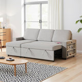 Sectional Sofa Couch, 86" Sleeper Sofa Bed with Storage Racks & Pull Out Sleeper