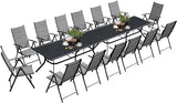 Outdoor Patio Dining Set with 8 Folding Portable Chairs and 1 Rectangle