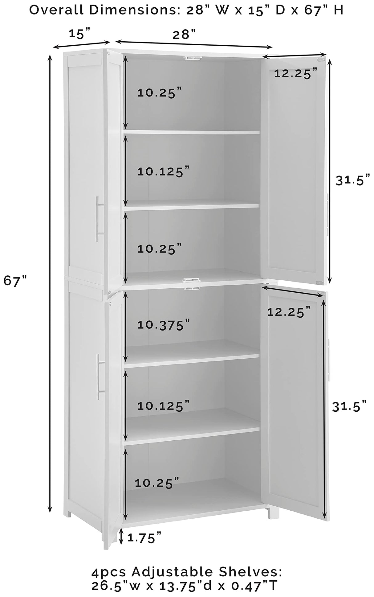 Savannah Tall Pantry, White