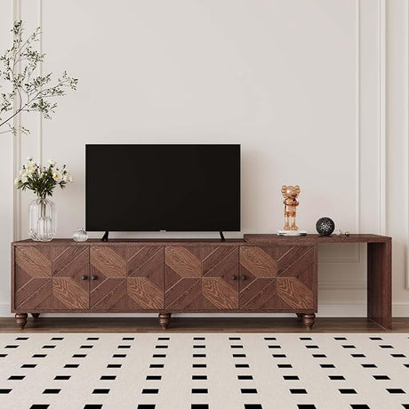 Mid Century Modern TV Stand for TVs Up to 90", Extendable TV Stand