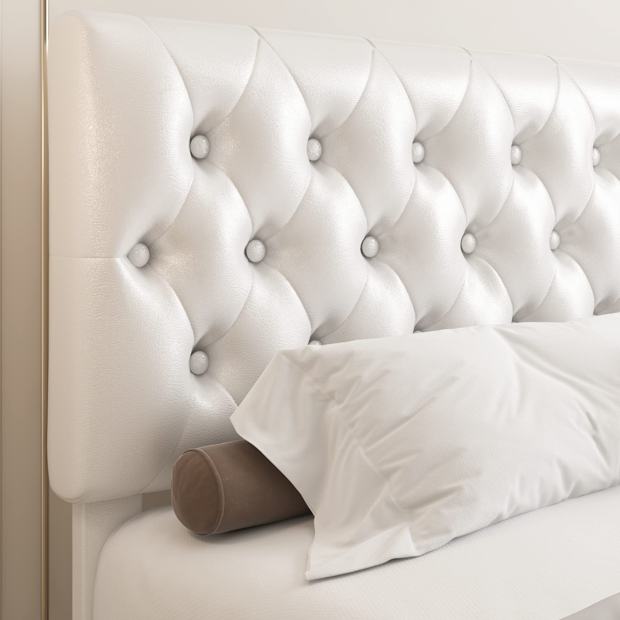 Queen Bed Frame with Storage and Adjustable Headboard, Bed Frame with 4 Drawers