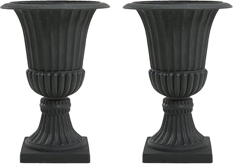 Garden 2-Pack 30" Tall Large Urn Planter - Round Classic Plastic Flower Pots