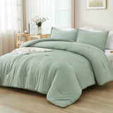 Sage Green California King Comforter Set - 7 Pieces Bed in a Bag Cal King Bedding