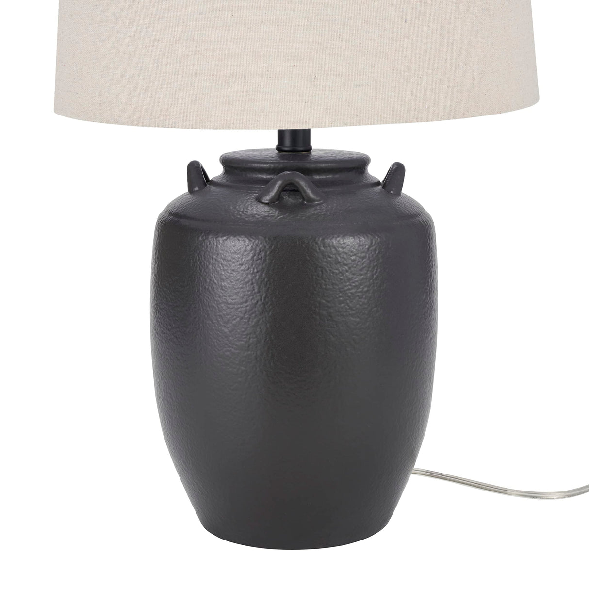 Nourison Home 24" Black Farmhouse Ceramic Pottery Jug Table Lamp for Bedside Table, Living Room, Office, Entryway