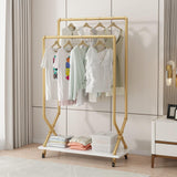 Industrial Pipe Clothing Rack with Double Rods for Hanging Clothes