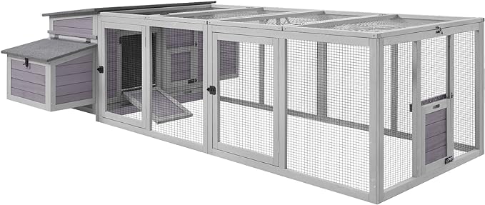 Movable Chicken Coop with Wheel and Run, Large Backyard Hen House with Nesting Box 80.6"