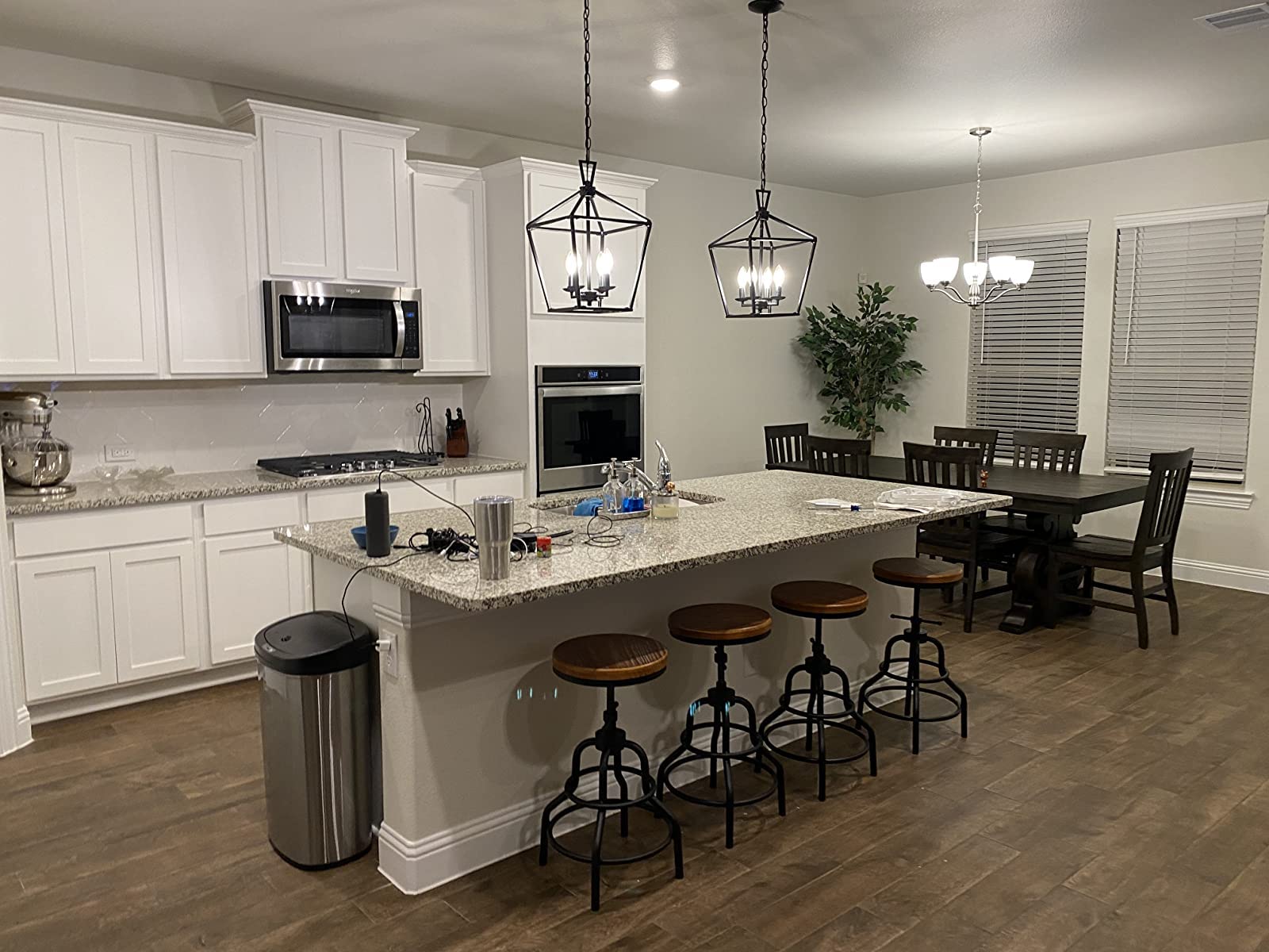 Leick Home 10086BB/HG Upholstered Back Counter Height Stool with Wood Base, Set of 2, for Kitchen Counters and Islands, Blackbean and Gray Wash/Heather Gray