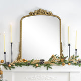 Antiqued Gold Ornate Mirror Arched Mantel Wall Mirror Baroque Inspired Bathroom