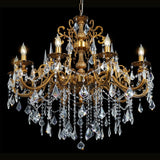 Crystal Chandeliers Antique Gold Farmhouse Chandelier Lighting for High Ceiling 10-Light