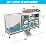 Rabbit Hutch Indoor Outdoor Two Story Bunny Hutch with Wheels Guinea Pig Cage