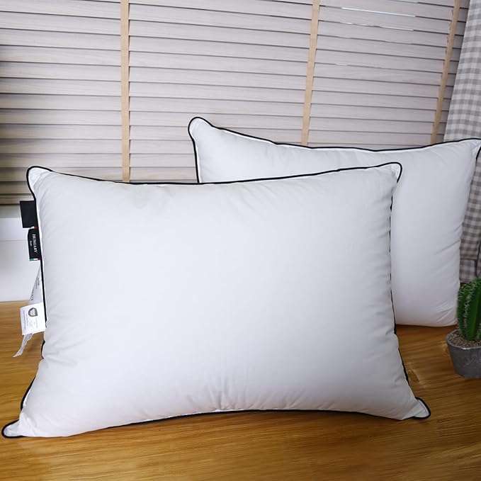 White Goose Down Pillows - 550+ Fill Power - Soft and Support Down Bed Pillow